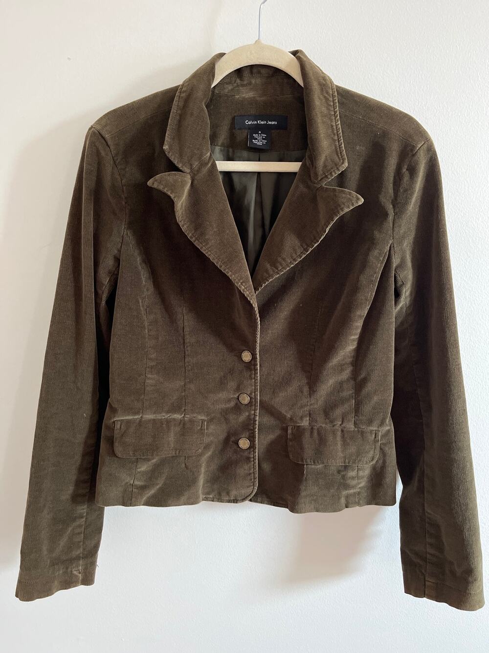 Calvin Klein Jeans cord blazer - olive green - Medium